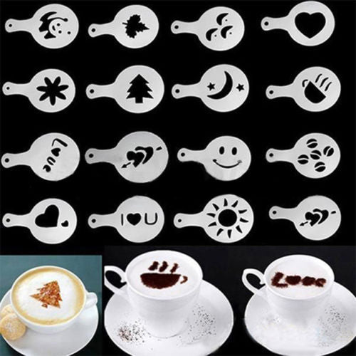 16Pcs Mold Coffee Milk Stencil