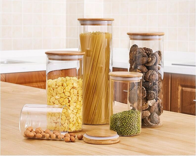 Bamboo Glass Fruit Jar