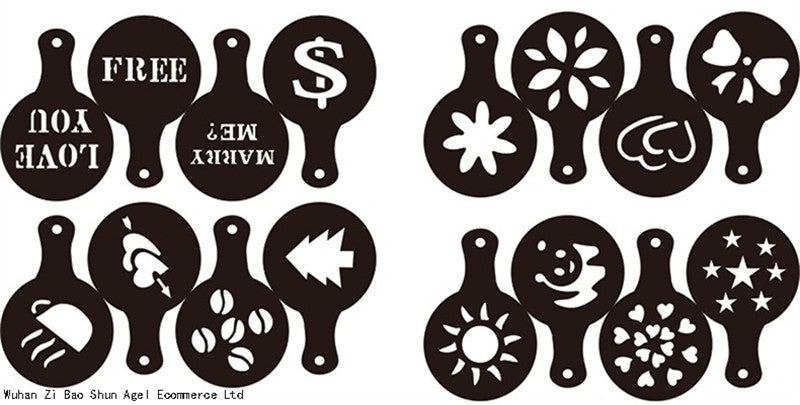 16Pcs Mold Coffee Milk Stencil