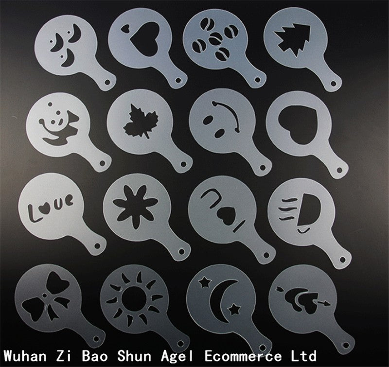 16Pcs Mold Coffee Milk Stencil