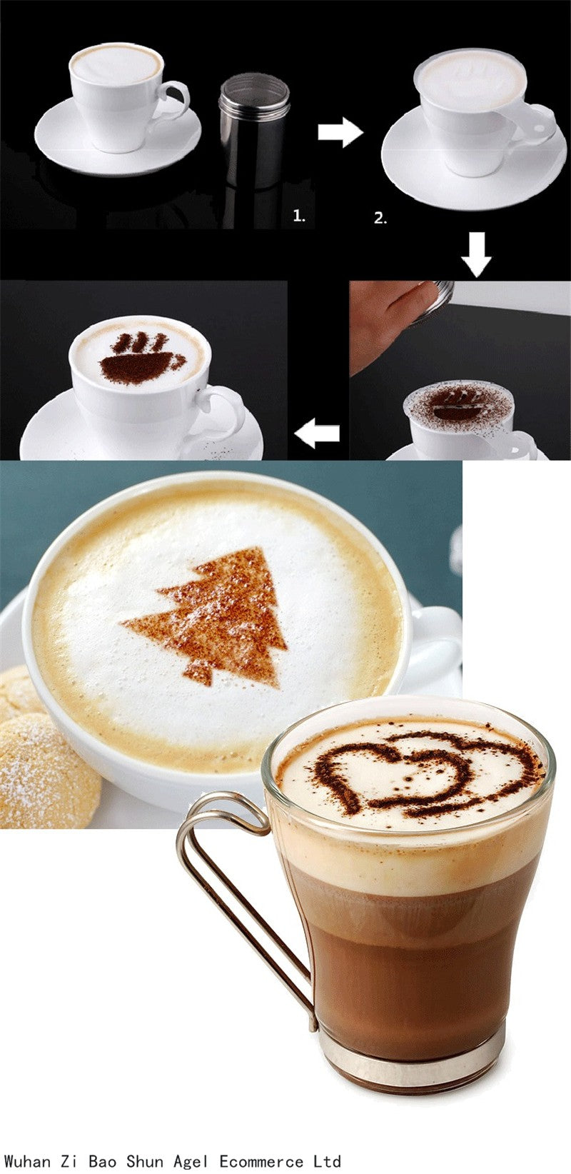 16Pcs Mold Coffee Milk Stencil