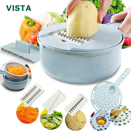 Mandoline Slicer Vegetable Slicer Potato Peeler Carrot Onion Grater with Strainer Vegetable Cutter 8 in 1 Kitchen Accessories